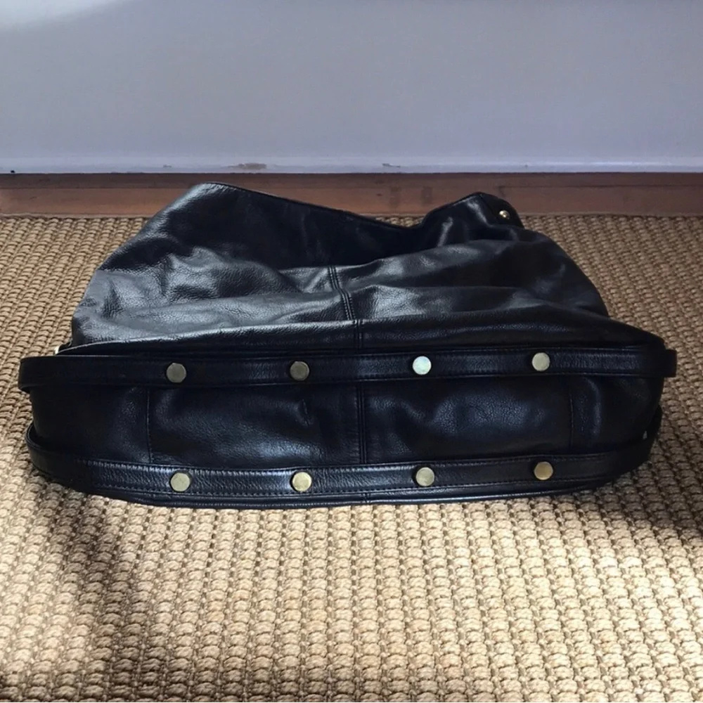 Rebecca Minkoff Black Gold Nikki Hobo Y2K Leather Shoulder Bag Grunge Biker